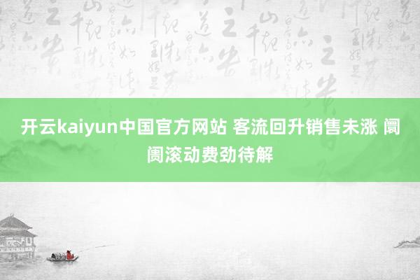 开云kaiyun中国官方网站 客流回升销售未涨 阛阓滚动费劲待解