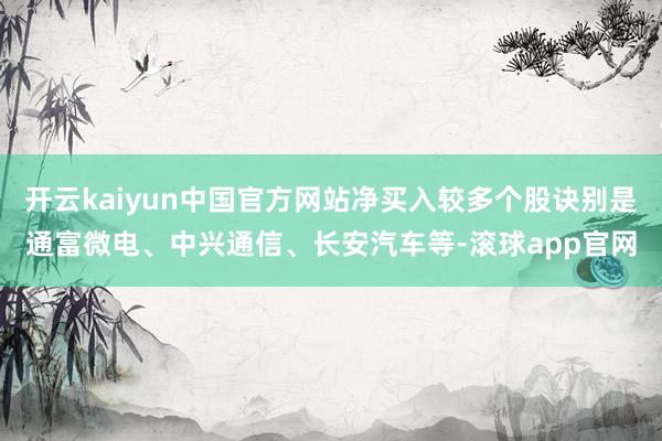 开云kaiyun中国官方网站净买入较多个股诀别是通富微电、中兴通信、长安汽车等-滚球app官网