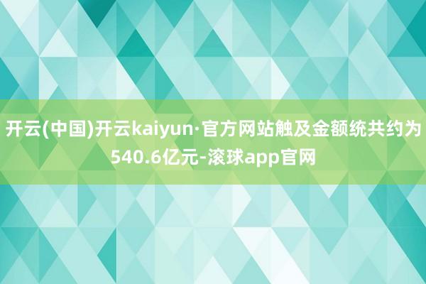 开云(中国)开云kaiyun·官方网站触及金额统共约为540.6亿元-滚球app官网