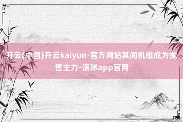 开云(中国)开云kaiyun·官方网站其间机组成为抛售主力-滚球app官网