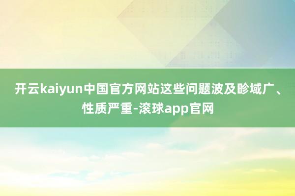 开云kaiyun中国官方网站这些问题波及畛域广、性质严重-滚球app官网