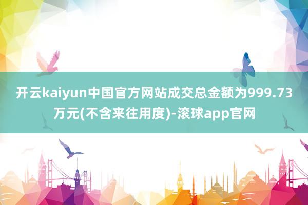 开云kaiyun中国官方网站成交总金额为999.73万元(不含来往用度)-滚球app官网