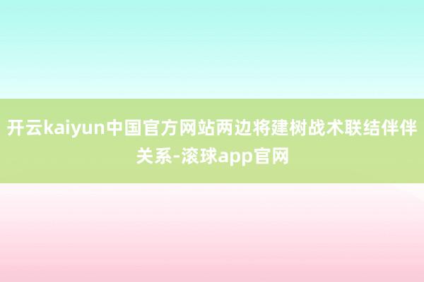 开云kaiyun中国官方网站两边将建树战术联结伴伴关系-滚球app官网
