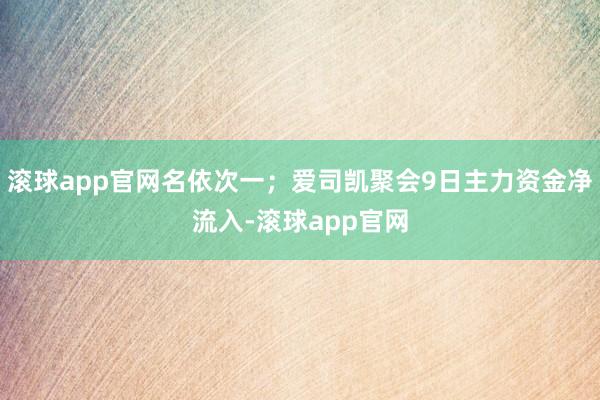 滚球app官网名依次一；爱司凯聚会9日主力资金净流入-滚球app官网