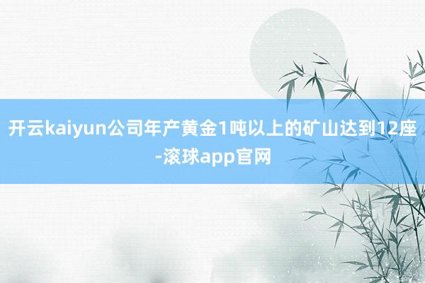 开云kaiyun公司年产黄金1吨以上的矿山达到12座-滚球app官网