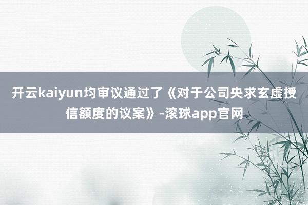 开云kaiyun均审议通过了《对于公司央求玄虚授信额度的议案》-滚球app官网