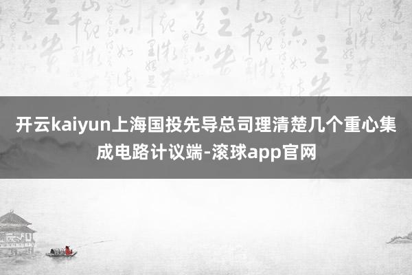 开云kaiyun上海国投先导总司理清楚几个重心集成电路计议端-滚球app官网